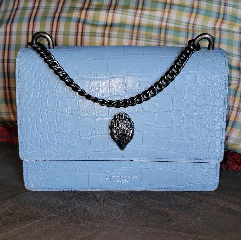 Kurt Geiger Shoreditch Croc Embossed Leather Hand Bag - Picture 3 of 14